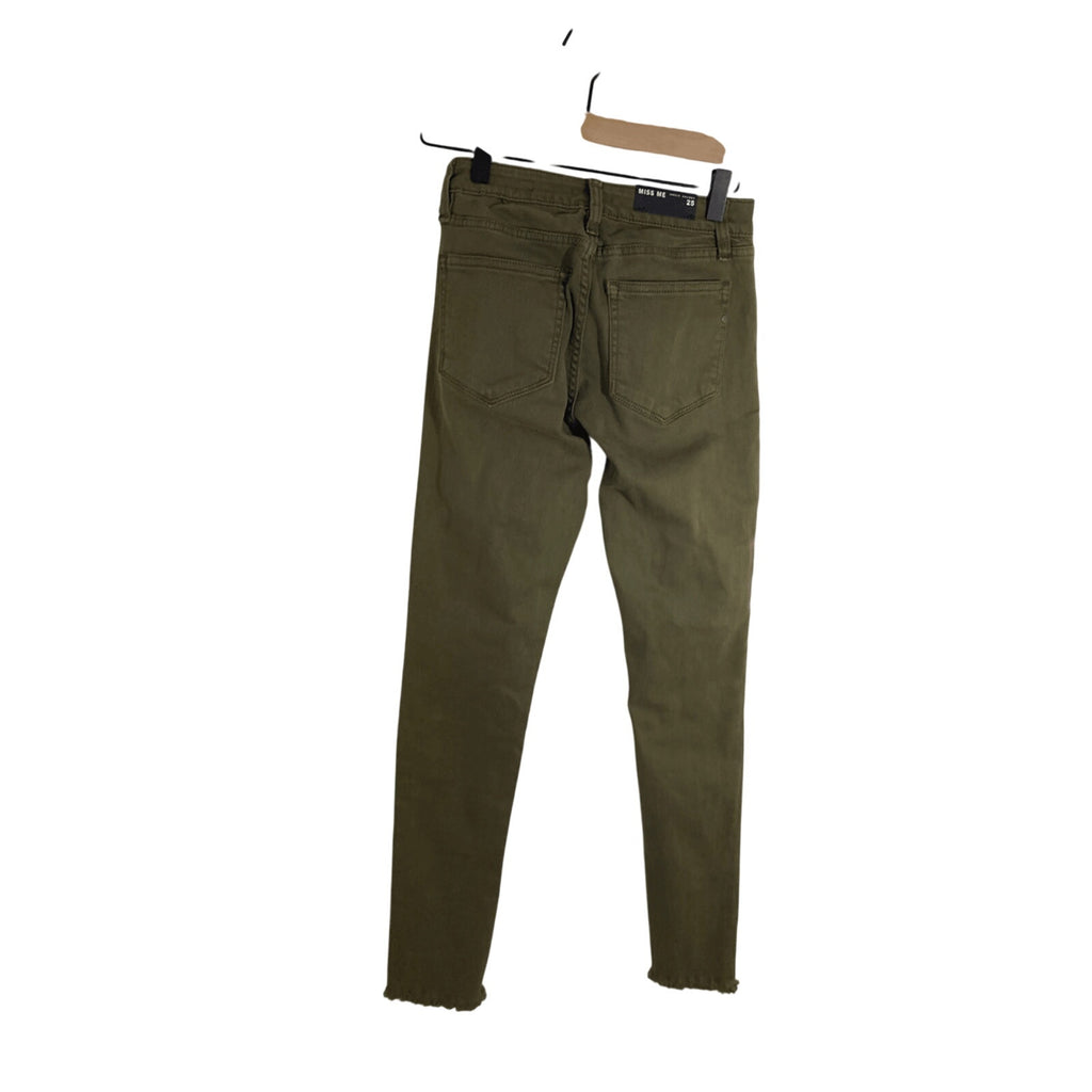 NWT 25 Miss Me Jeans Olive Green Patch It Up Army Biker Ankle Skinny Jeans