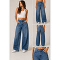 Express High Waisted Medium Wash Cowboy Denim Relaxed Wide Leg Jeans Barrel 4