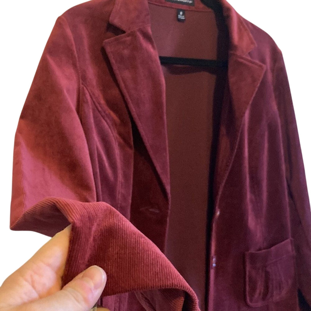 Counterparts Corduroy Burgundy 70's Denim Inspired Button Up Sz 8 Jacket
