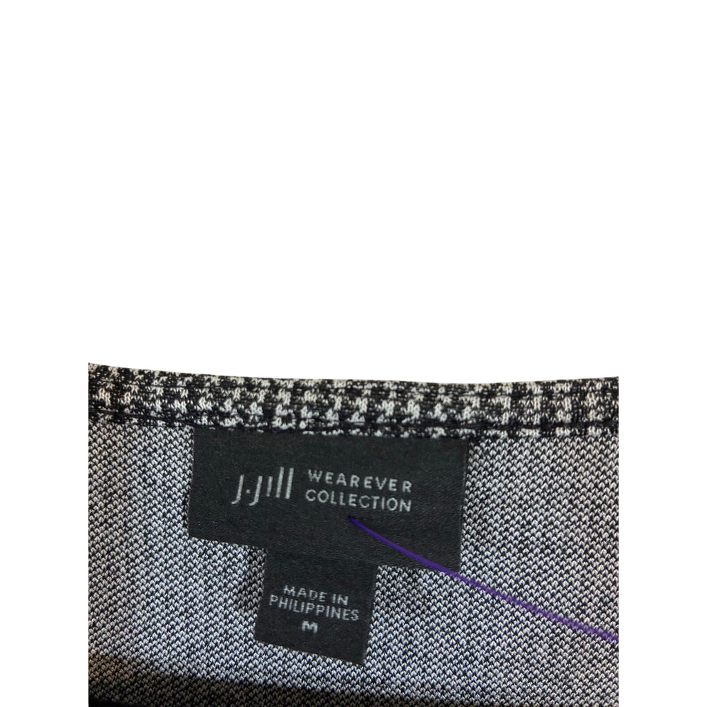 J. Jill Wearever Houndstooth Shift Dress Womens Medium Black White Career Knit