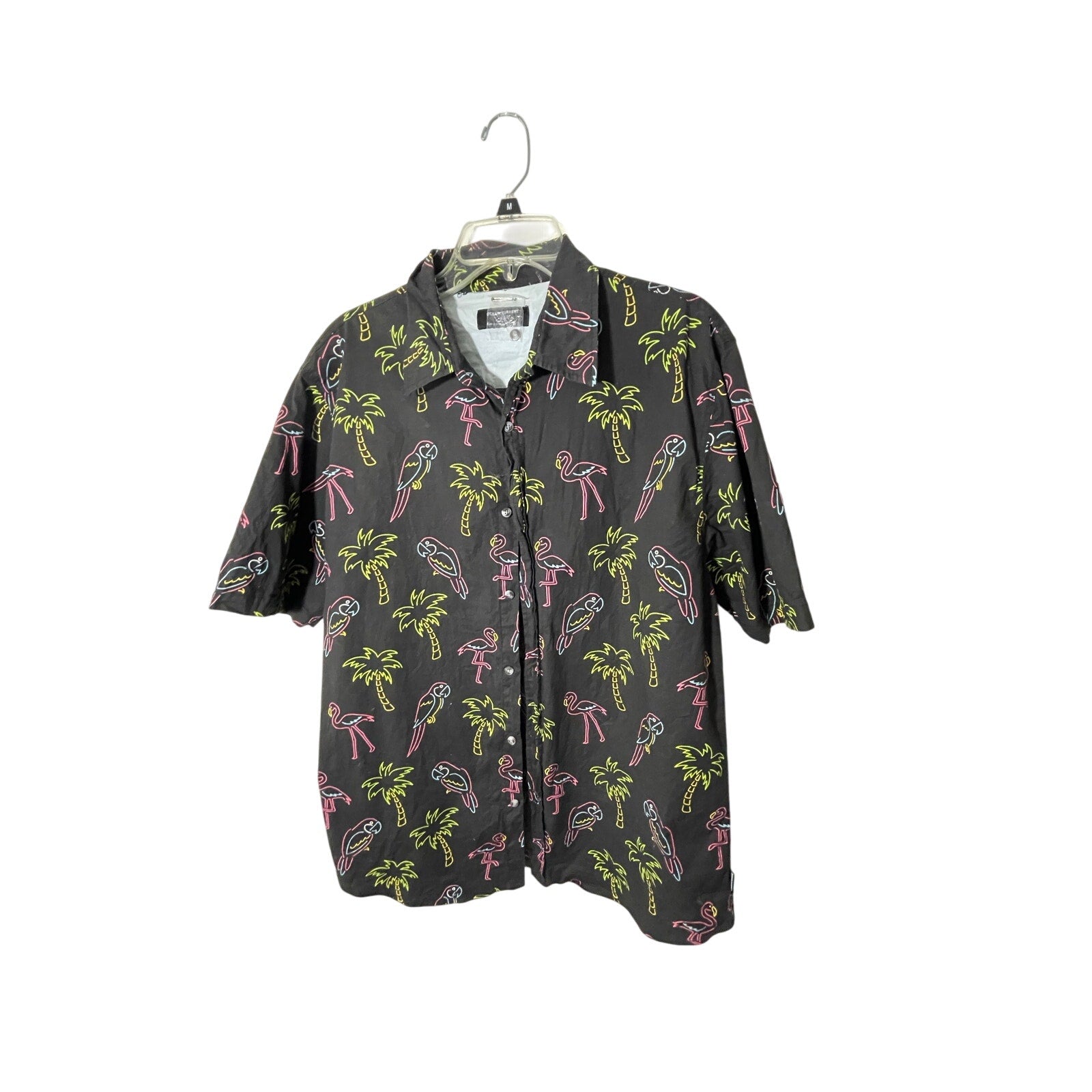 Ocean Current Men's Novelty Neon Miami Cotton Bachelor Casual Button Shirt XL