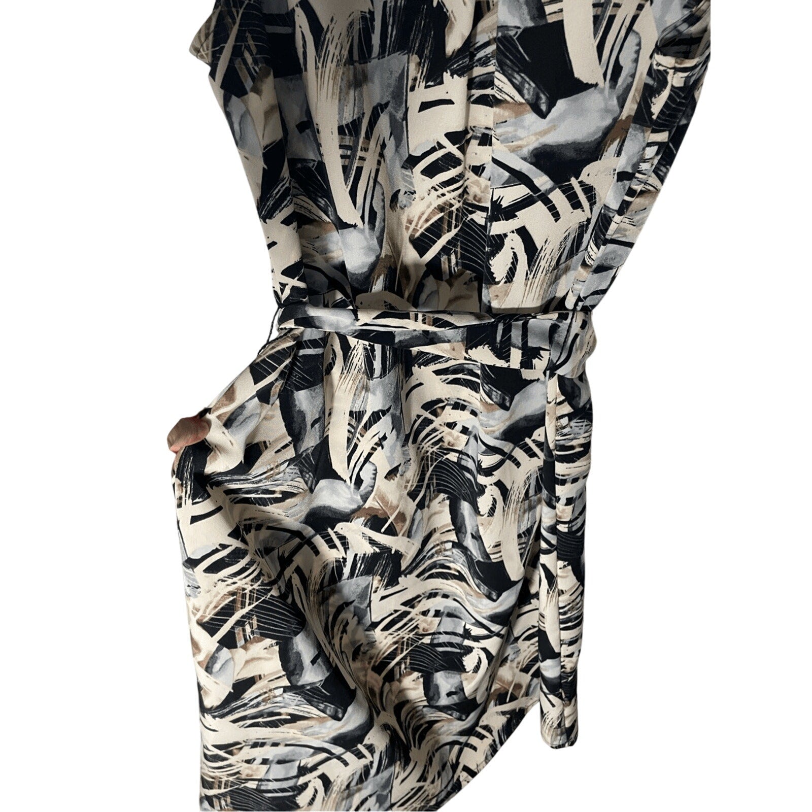 Dana Buchman Tribal Print Front Button Up Novelty Cocktail Dress Coastal Preppy