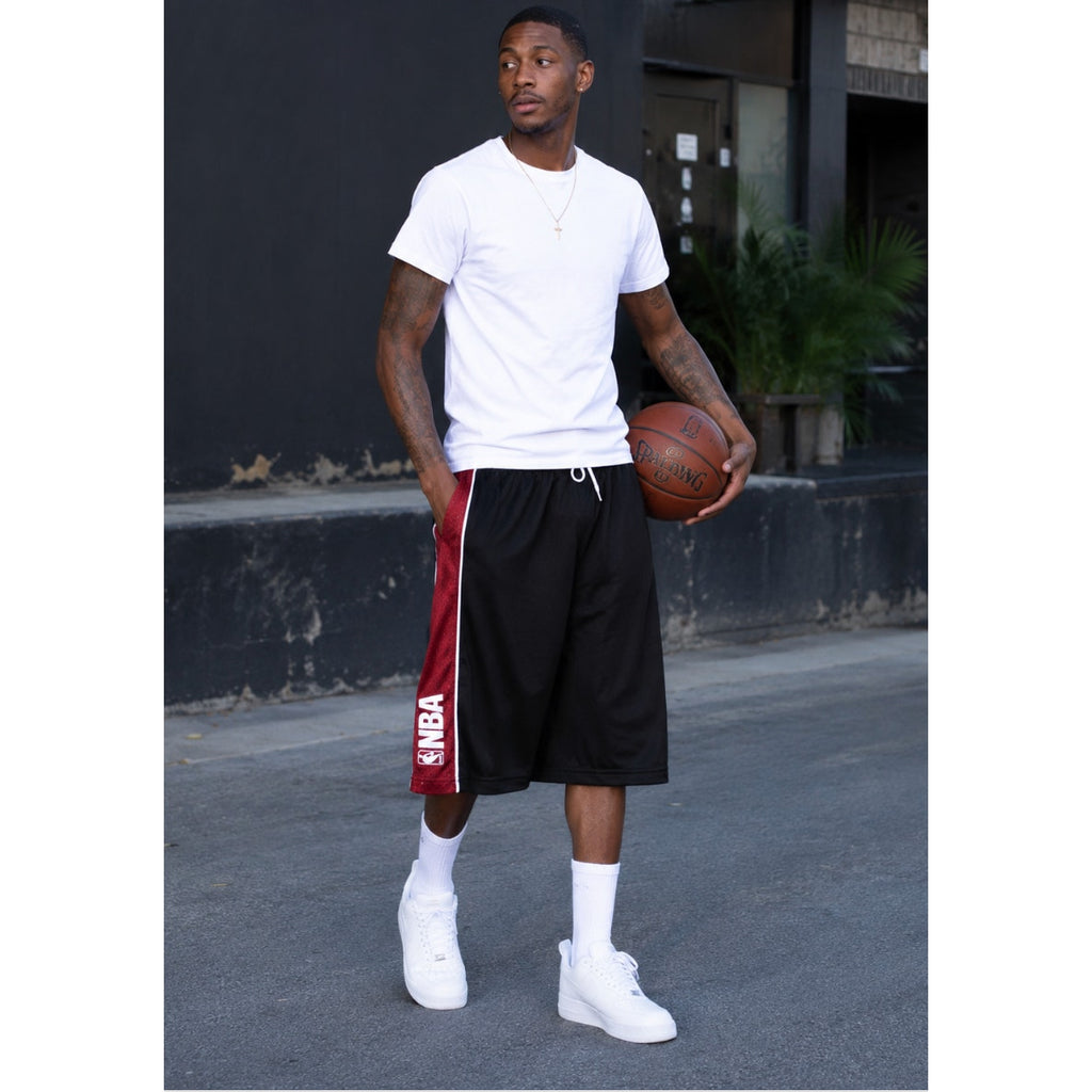 Vintage NBA Men’s Black Red Basketball Shorts Retro Sportswear Y2K Streetwear X: