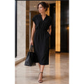 Donna Morgan All Black Elegant Balloon Sleeve Fitted Feminine Modest Jumper