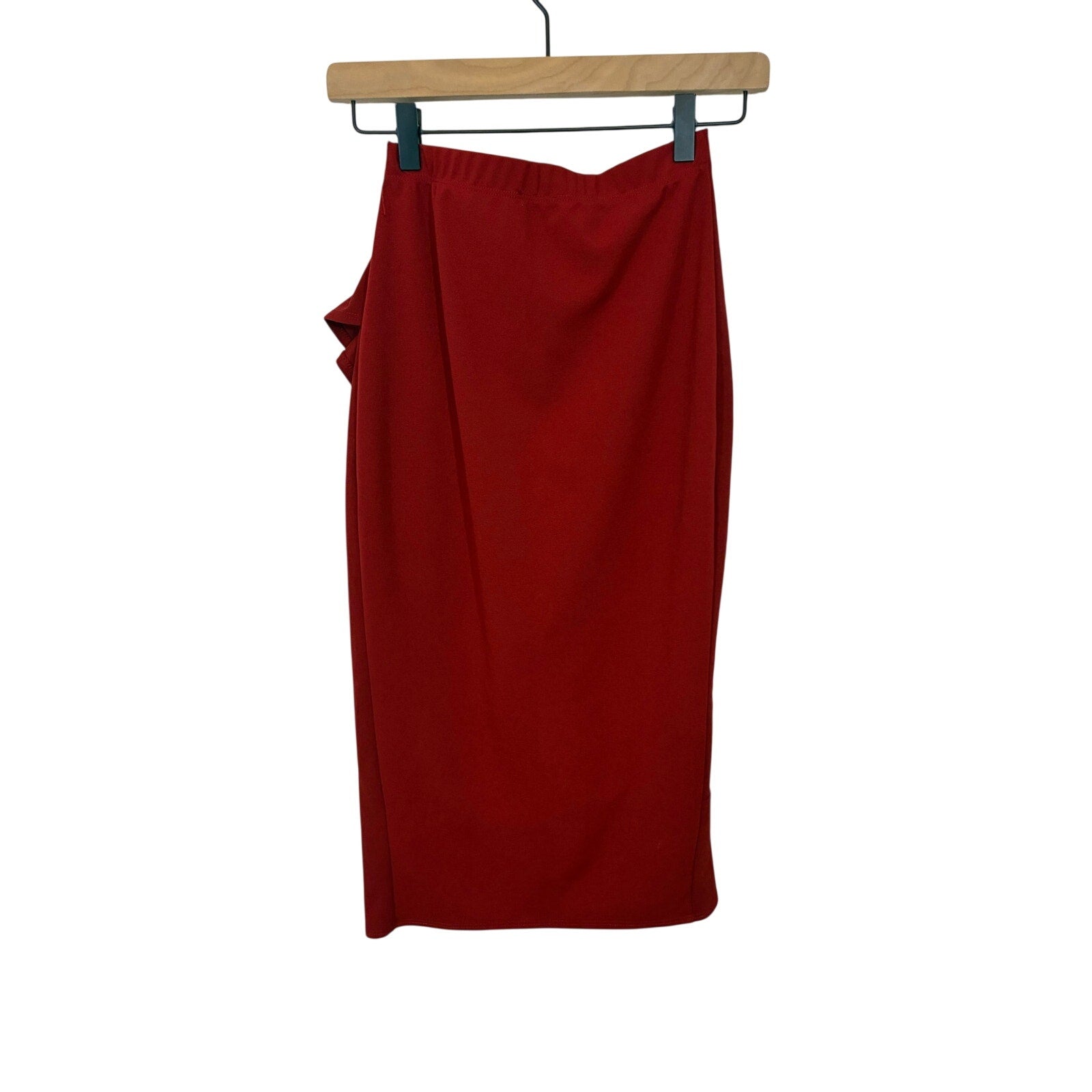 Windsor Burgundy Ruffle Wrap Bodycon Skirt Date Night Clubwear XS