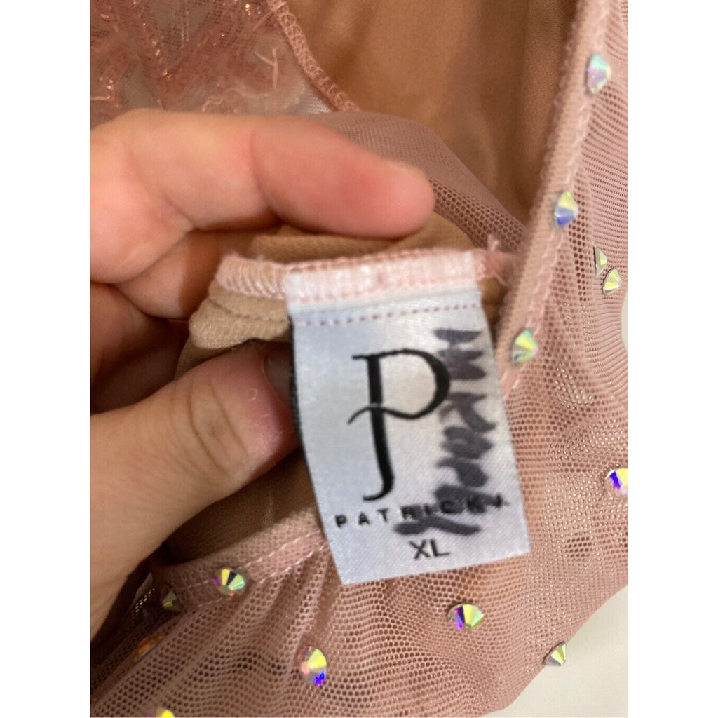 Patrick James Pink Embezzled Dance Leotard With Train Youth L