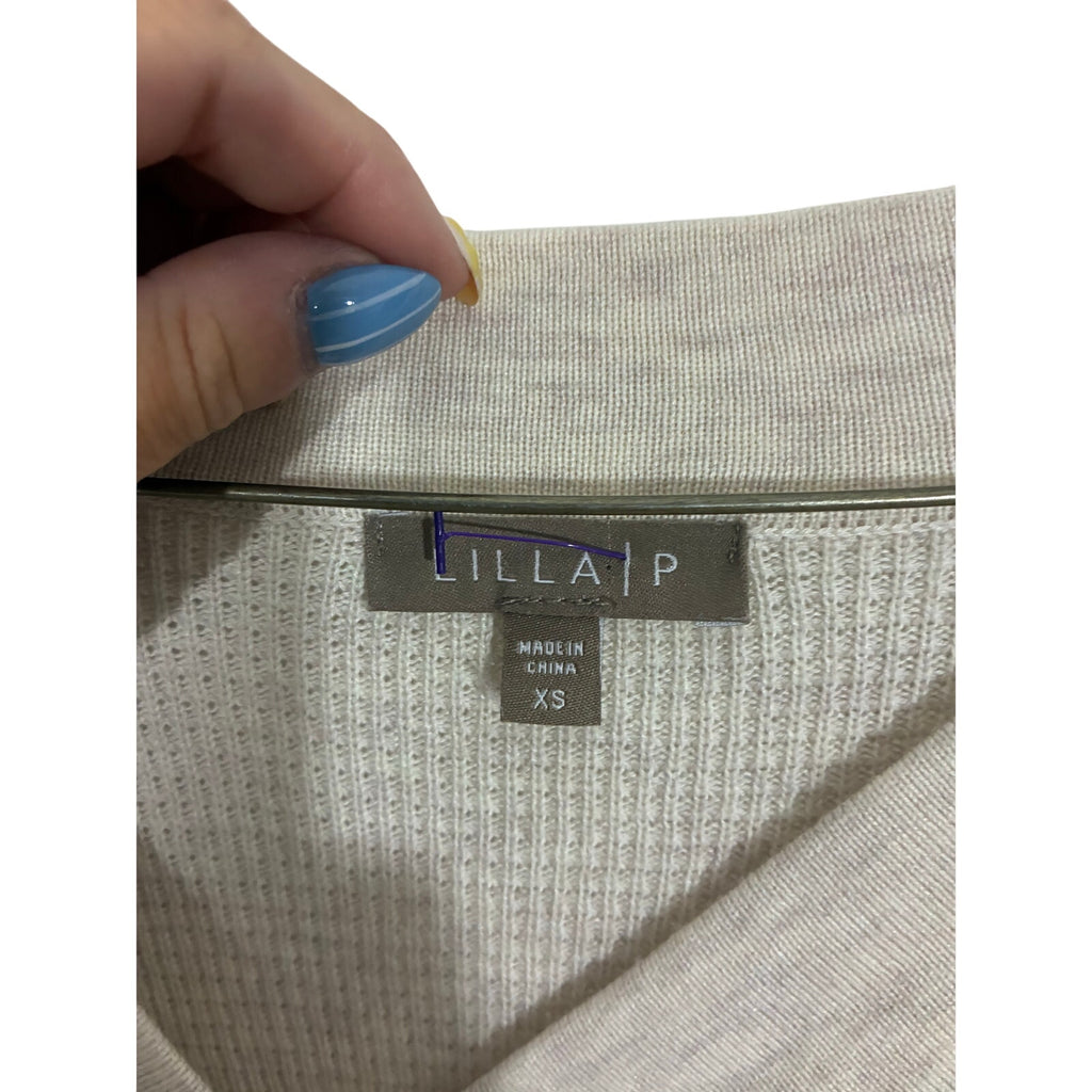 Lilla P Knit Sweater Cotton Modal S Minimalist Neutral V-Neck Preppy Sustainable