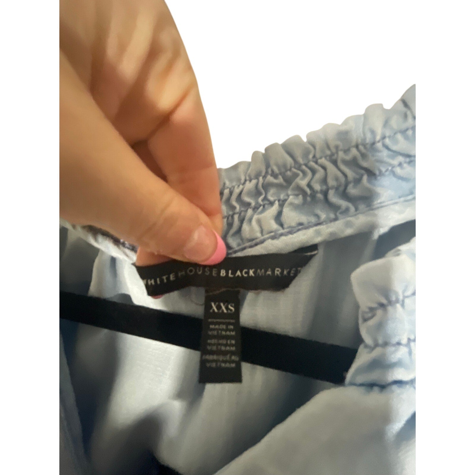 White House Black Market 3/4 Sleeve Silky Soft Denim Tie Front Preppy IndieTop