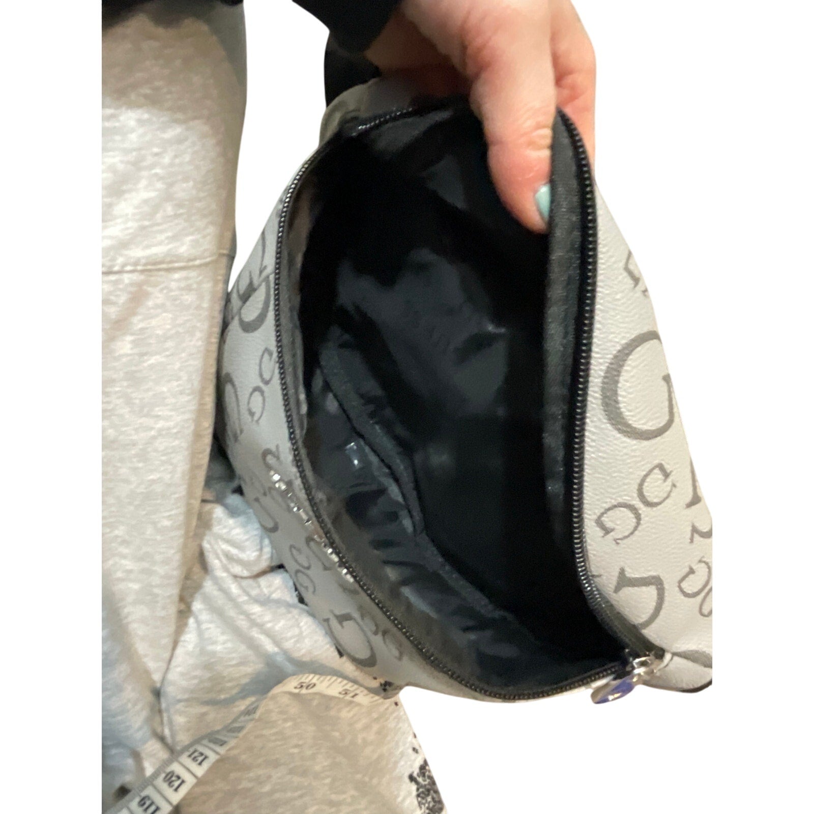 Guess Women's Cassius Grey Monogram Bum Santos Travel Belt Bag New with Tag