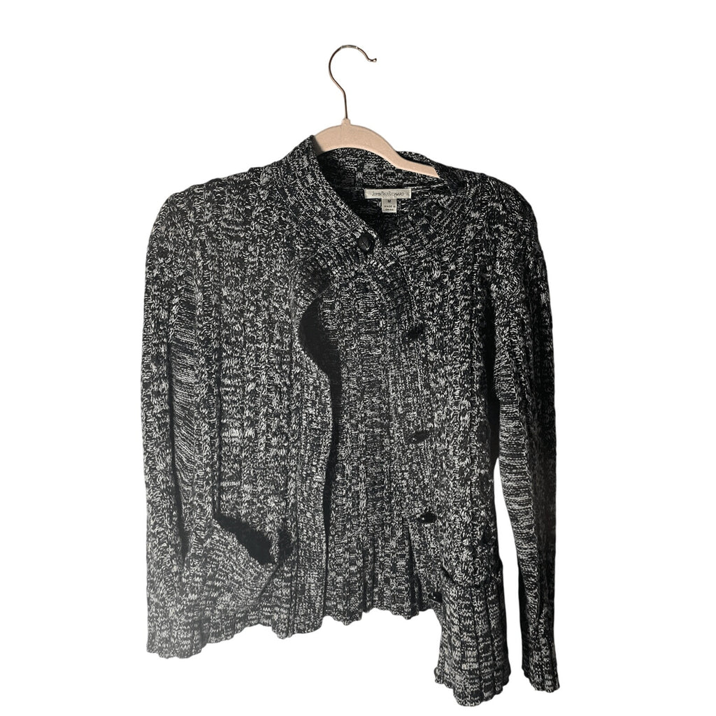 John Paul Richard Front Button Grey Acrylic Cardigan Lagenlook Coastal Grandma M