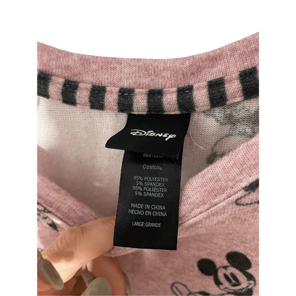Disney Pink Minnie Mouse Women's Cozy Lounge Casual Comfy L Pajama Set