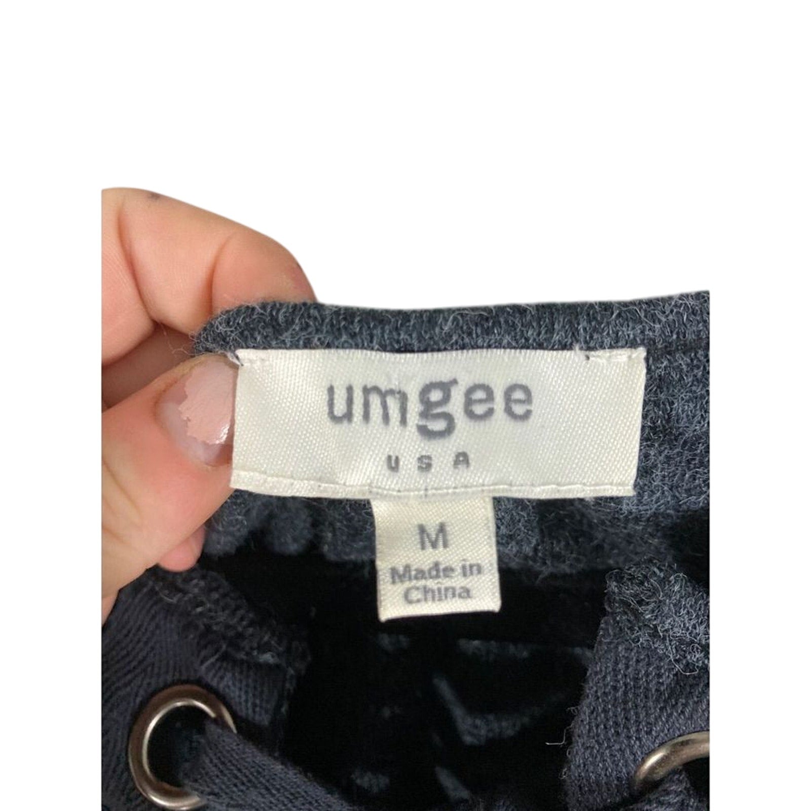 Umgee Tie Front Bell Sleeve Grey Sweater Lagenlook Slouchy Comfy Oversized Top M