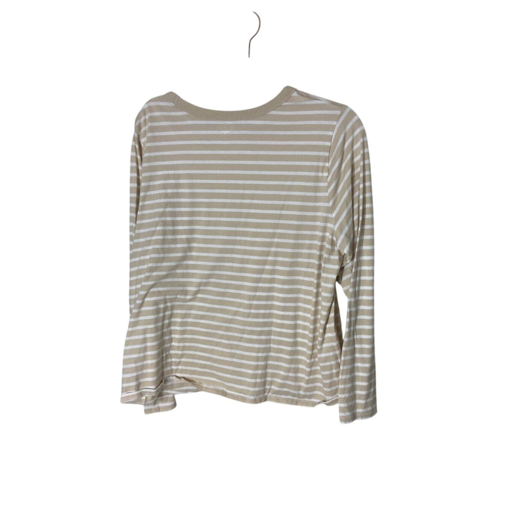 Old Navy Neutral Tone Breton Stripe Portofino Preppy Long Sleeve Blouse