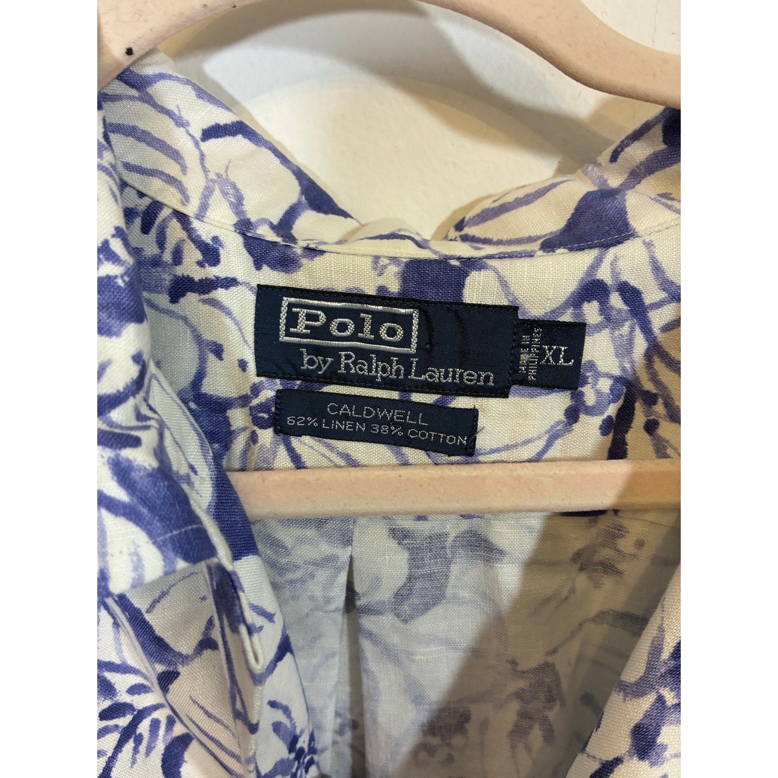 Polo Ralph Lauren Caldwell Camp Shirt Men’s XL Blue Floral Linen Loop Collar