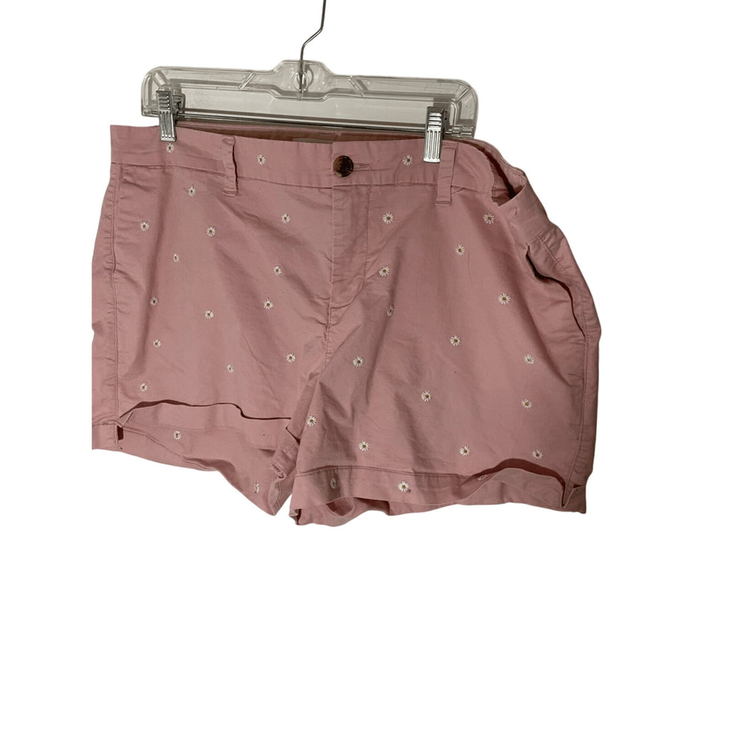 Old Navy Shorts Printed Novelty Chino Cottage Daisy Embroidered Everyday Sz 14