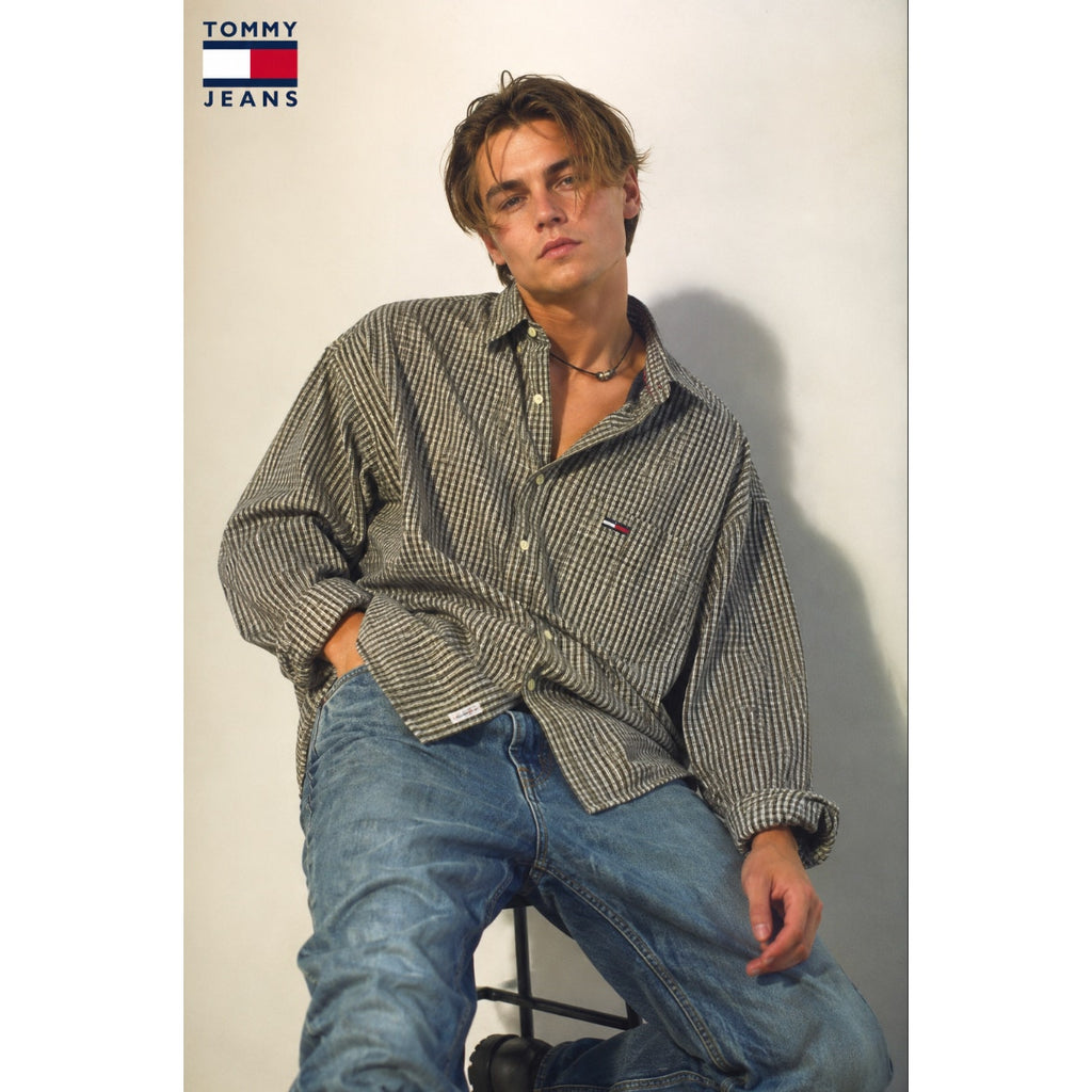 2000s Y2k Vintage Tommy Hilfiger Tommy Jeans Men’s Stripe Dress Button Up Shirt