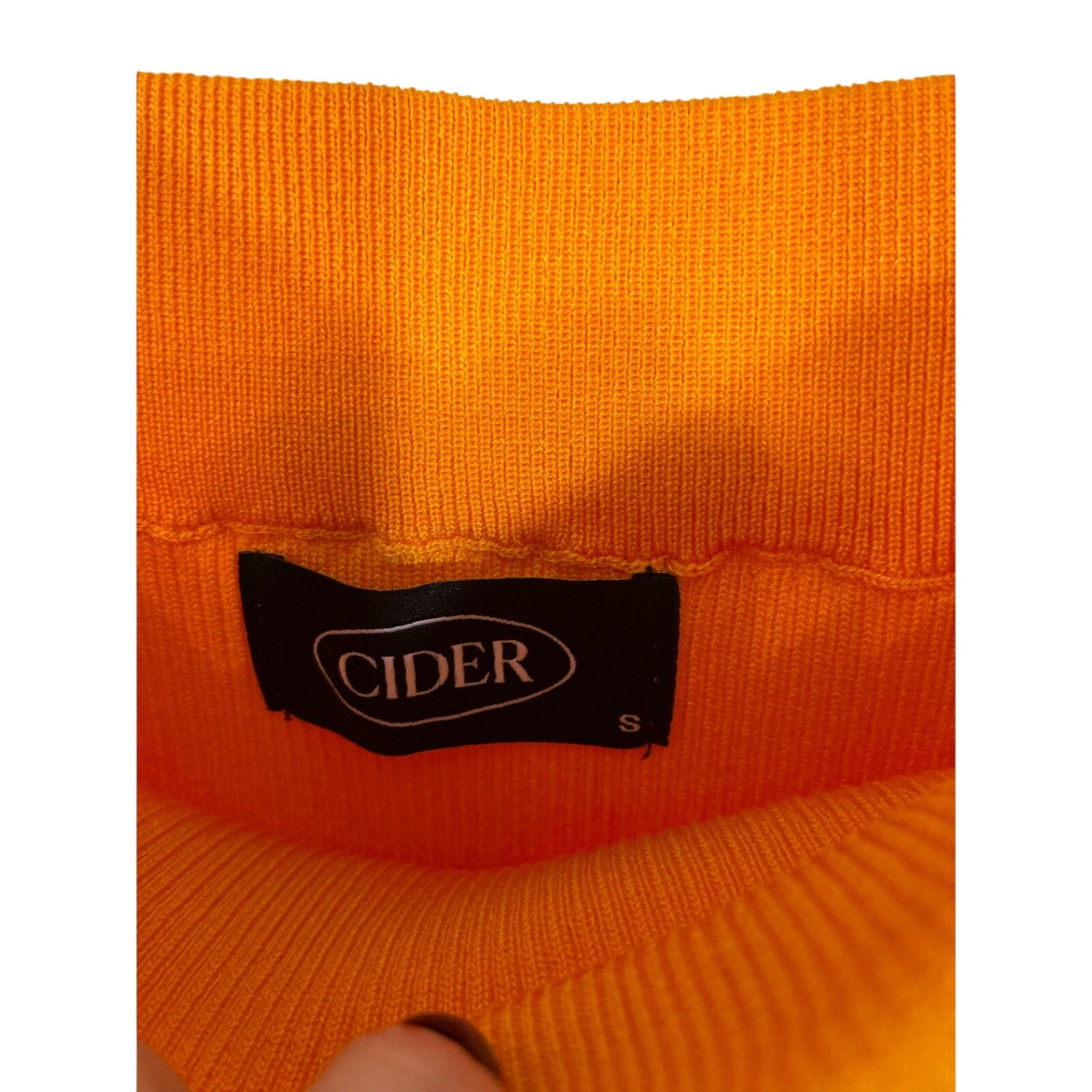 Cider Ribbed Midi Skirt Mustard Yellow Side Slit Bodycon Small Minimal Coastal