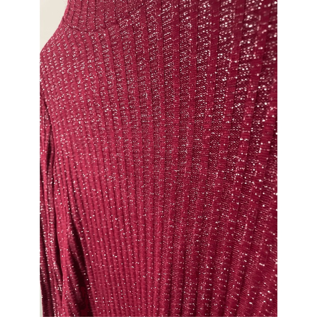 NWT Urban Outfitters Wine Burgundy Shimmer Mock Neck Long Sleeve Dress