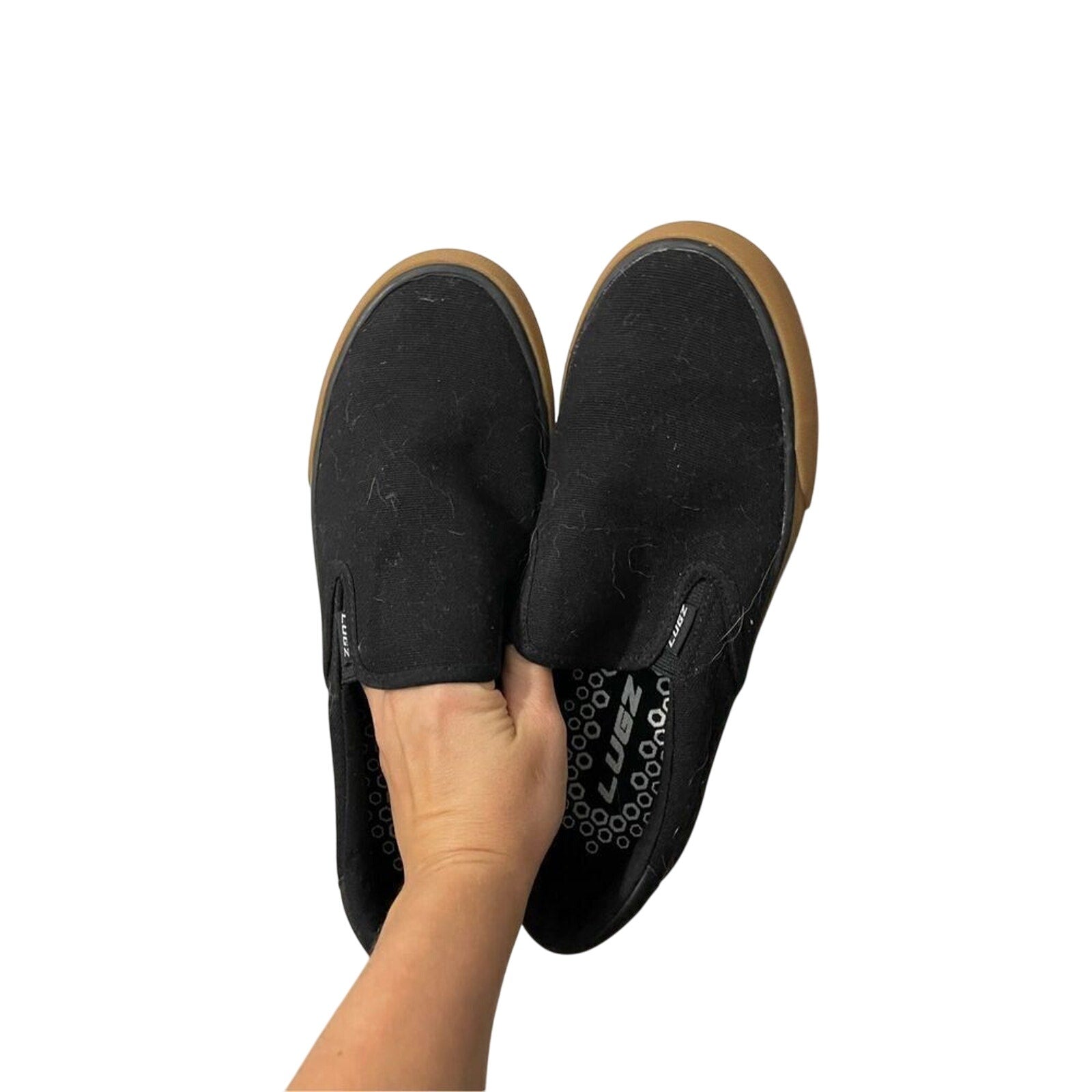 Lugz Bandit Slip On Sneakers Men’s Casual Black Canvas Shoes Comfort Skater 7