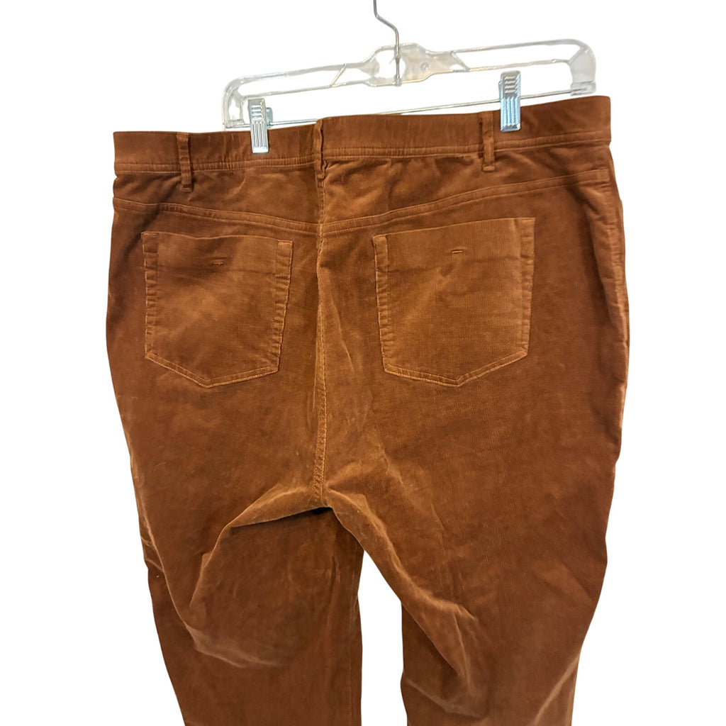 J Jill Chocolate Brown Corduroy Pants  Sz 18 Cuffed Hem 5 Pocket Pull-On