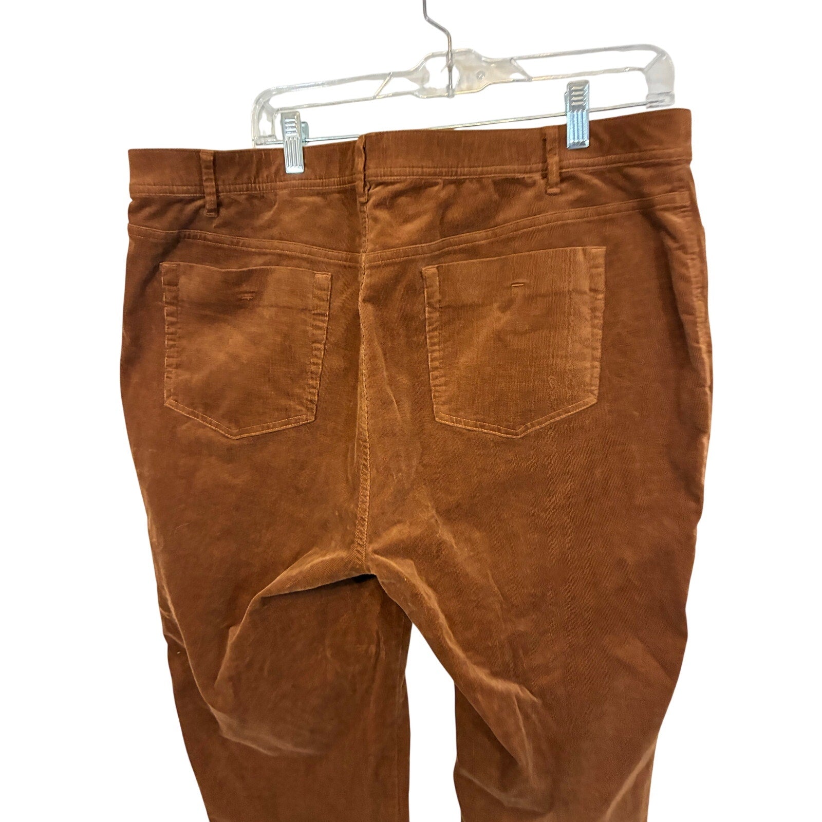 J Jill Chocolate Brown Corduroy Pants  Sz 18 Cuffed Hem 5 Pocket Pull-On