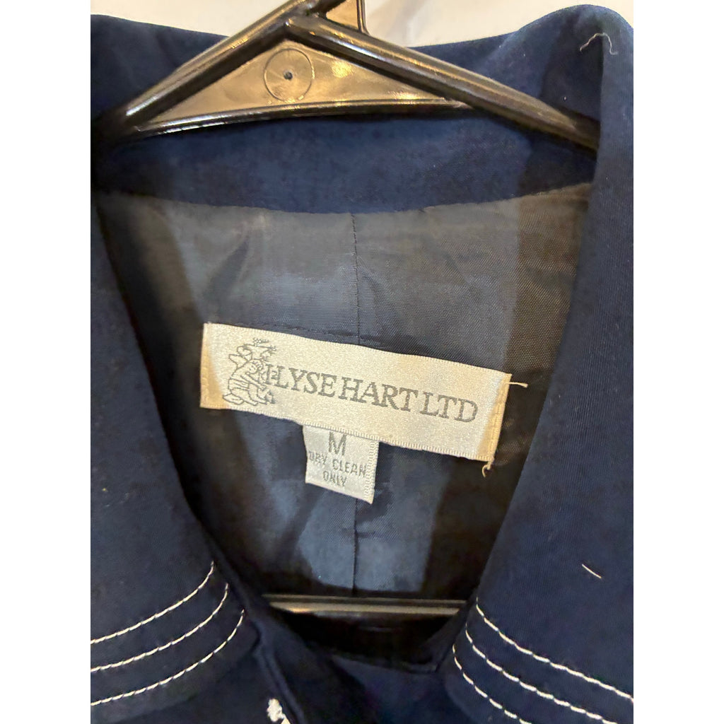 Ilyse Hart Ltd Navy Blazer Old Money Jackie Kennedy Preppy Quiet Luxury Cotton M