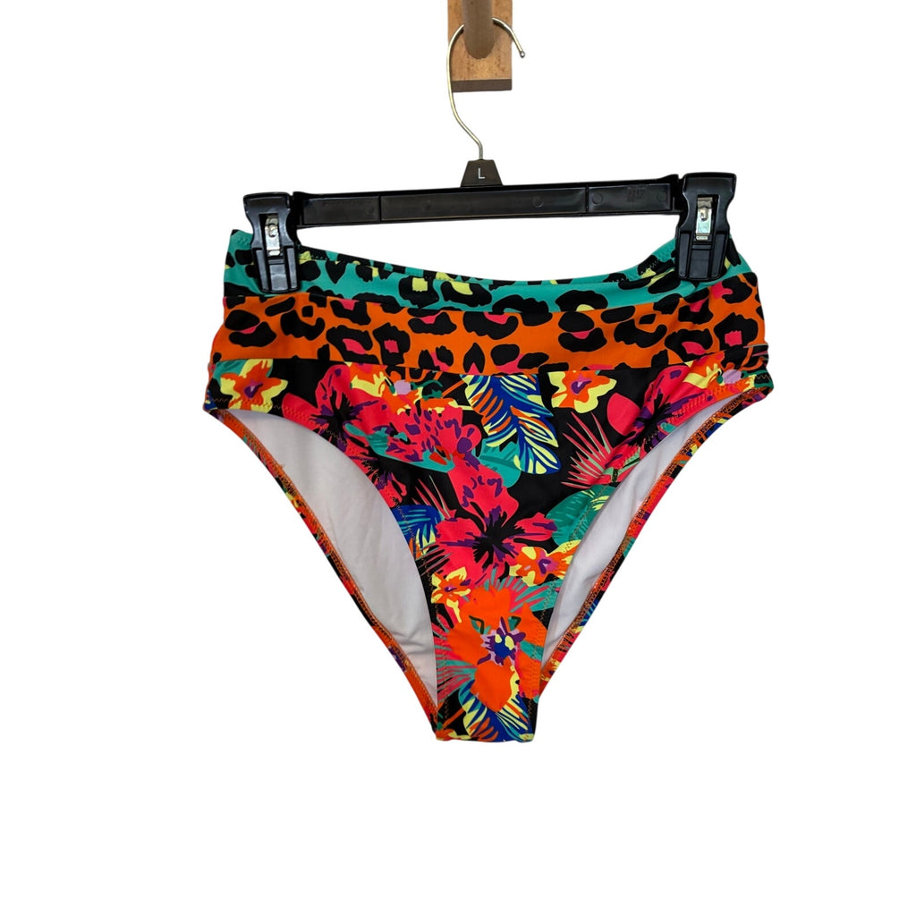 popvil Women's Floral Print High Waisted V Neck Two Piece Swimsuit, Floral-1, S