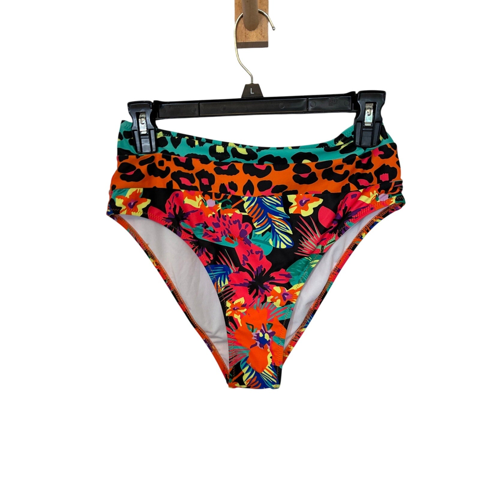 popvil Women's Floral Print High Waisted V Neck Two Piece Swimsuit, Floral-1, S