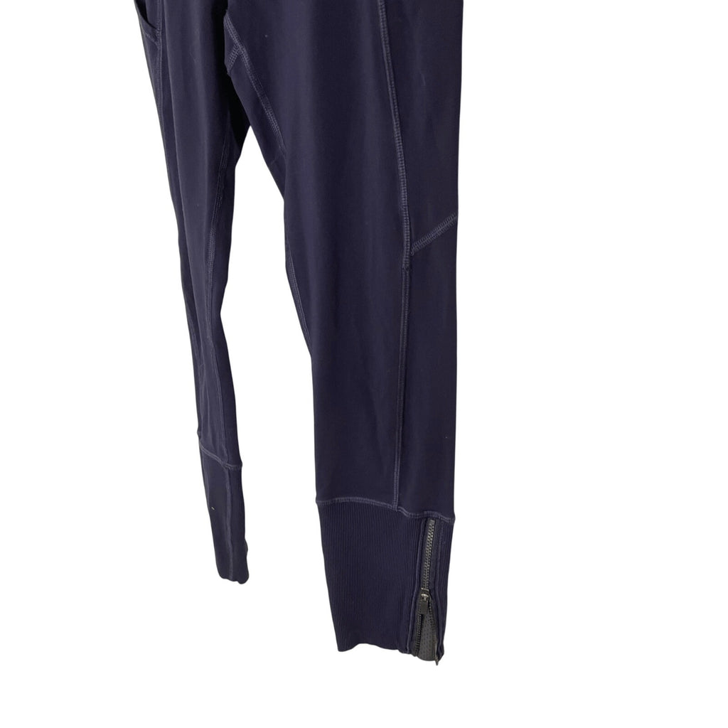 Lululemon Rebel Runner Crop Grape Stripe Zip Ankle Leggings SZ 4 Pedal Pusher