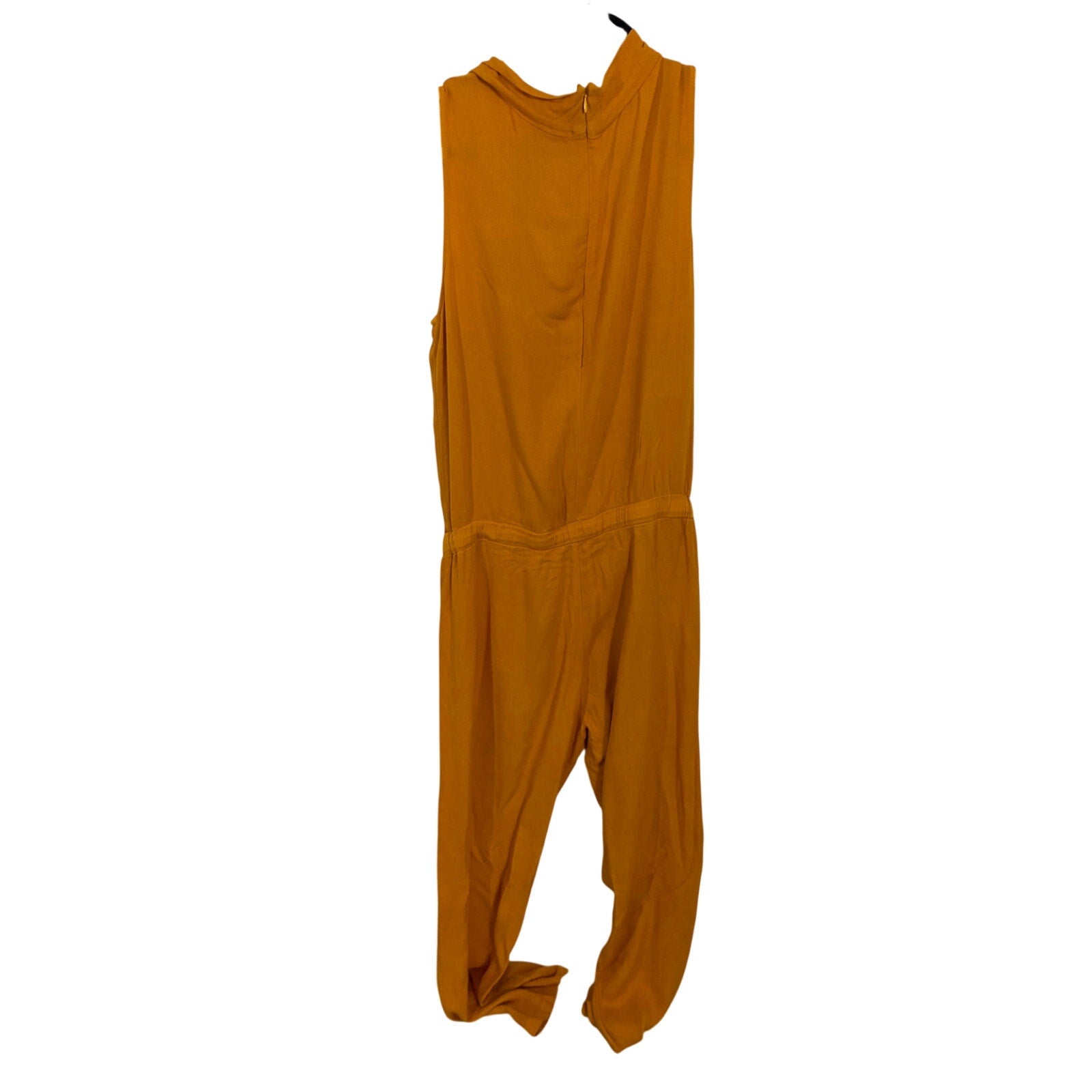 MONROW Cowl Neck Jumpsuit Mustard Sleeveless Drawstring Waist Casual Lounge NWT