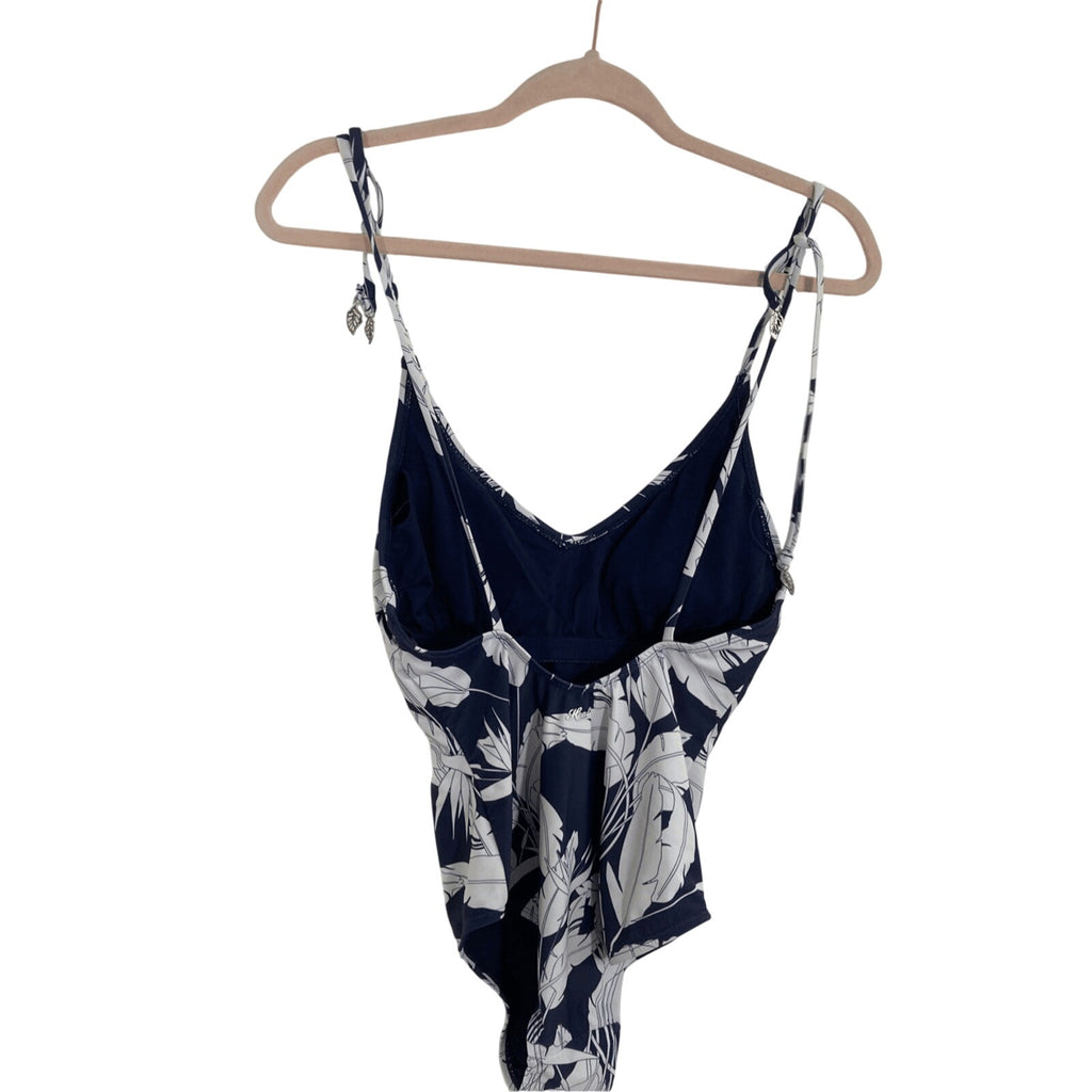 NWOT Heat Sailor Chic Navy Floral Small One Piece Boho Swim Suit Coastal Vacay
