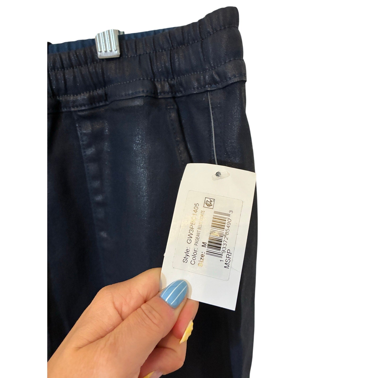 NWT Hudson Women's Blue Flat Front Ankle Zip Pockets Drawstring Jogger Pants M