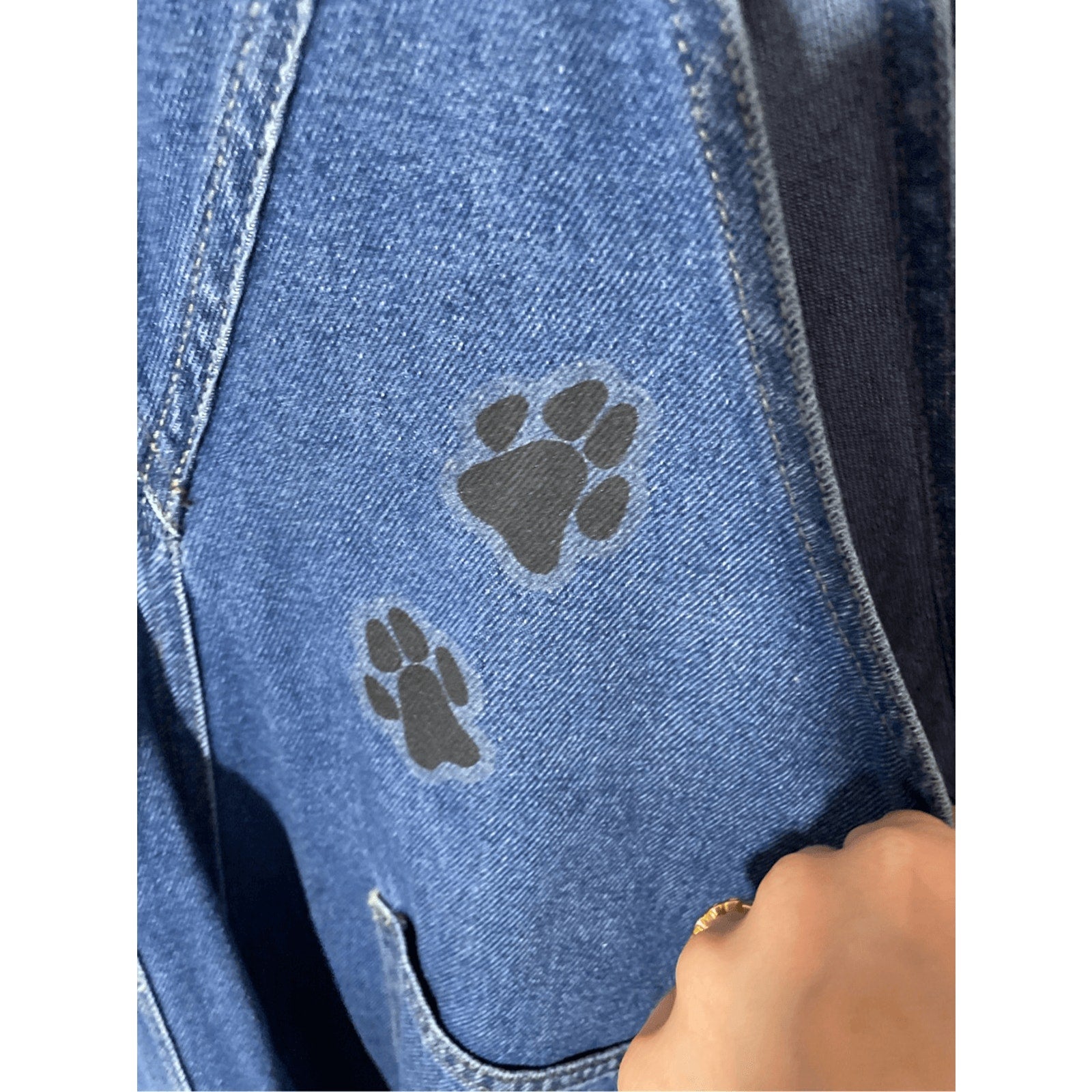 Vintage Hank's 70's Denim Large Women's Yorkie Dog Short Overalls