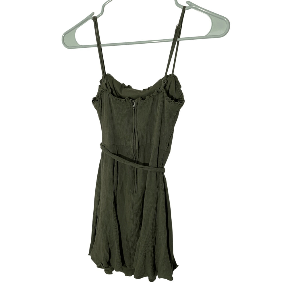 B Darlin Army Green Sz 0 Women's Earthy Front Tie Cottage Farmhouse Mini Dress