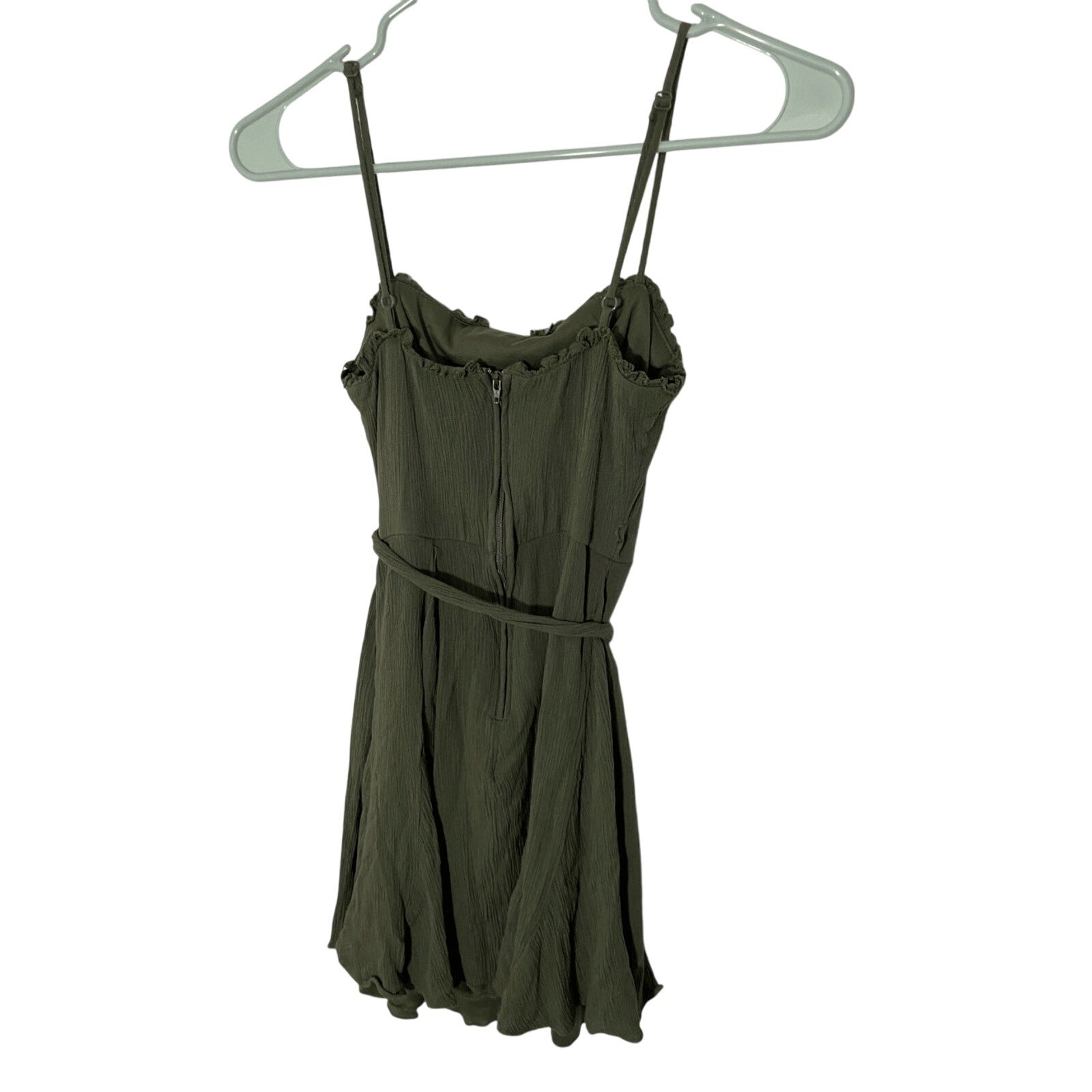 B Darlin Army Green Sz 0 Women's Earthy Front Tie Cottage Farmhouse Mini Dress