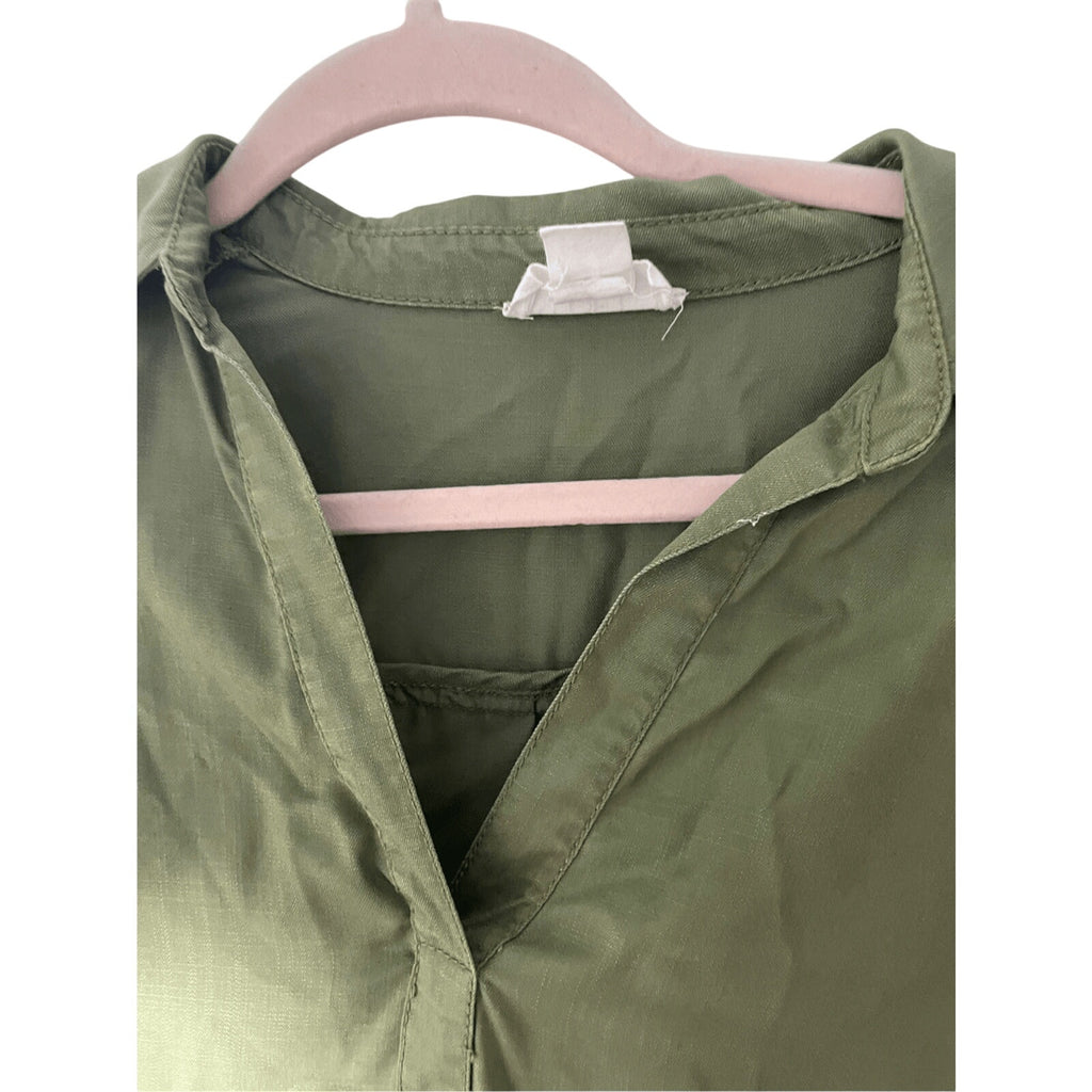 Loft Lounge Women's Olive Army Green Shirt Slip Dress Contemporary Coastal Beach