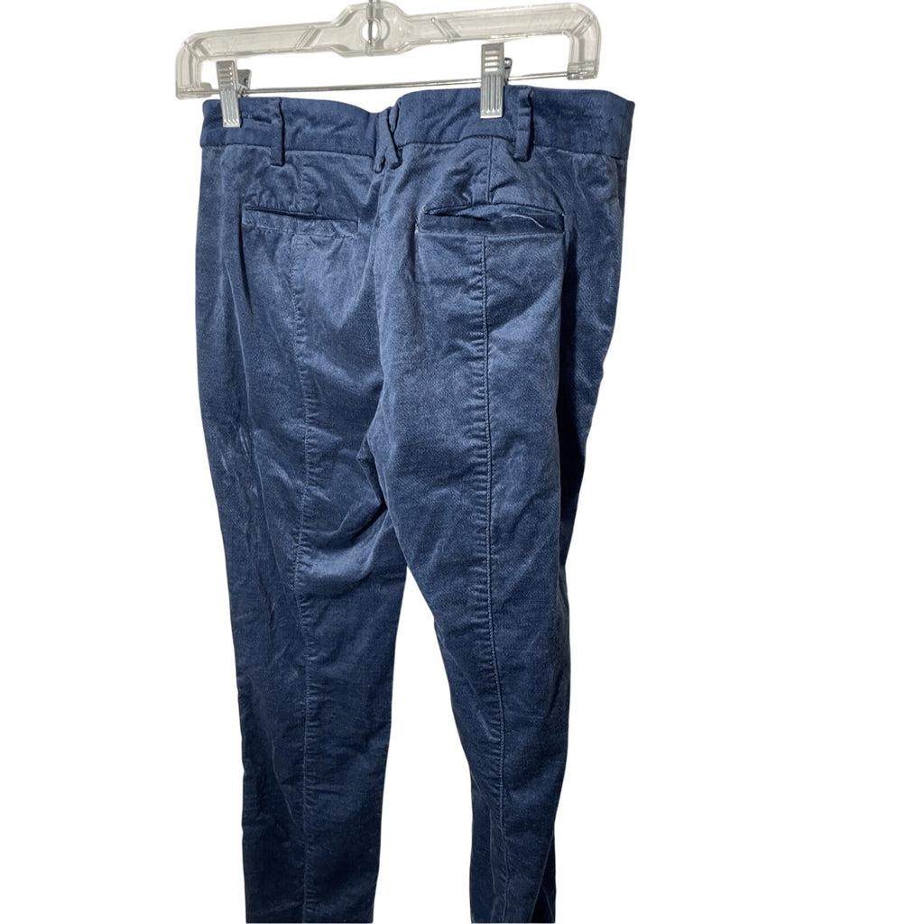 Anthropologie The Essential Slim Velvet Blue Cropped Pants SZ 4