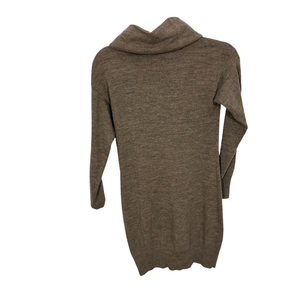 Lagenlook Cowl Neck Wool Sweater Dress Preppy Minimalist Brown Susan Bristol XS