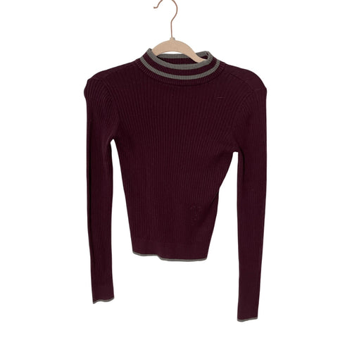 Aeropostale Women's Burgundy Y2K Streetwear Long Sleeve Turtleneck S Academia