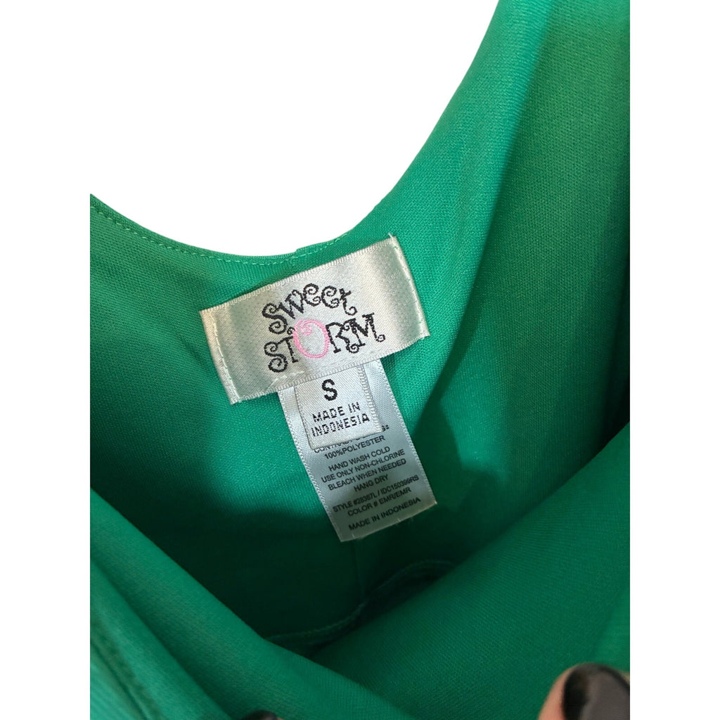 Sweet Storm Emerald Green Cold Shoulder Mini Dress Split Sleeve Cocktail S Y2K