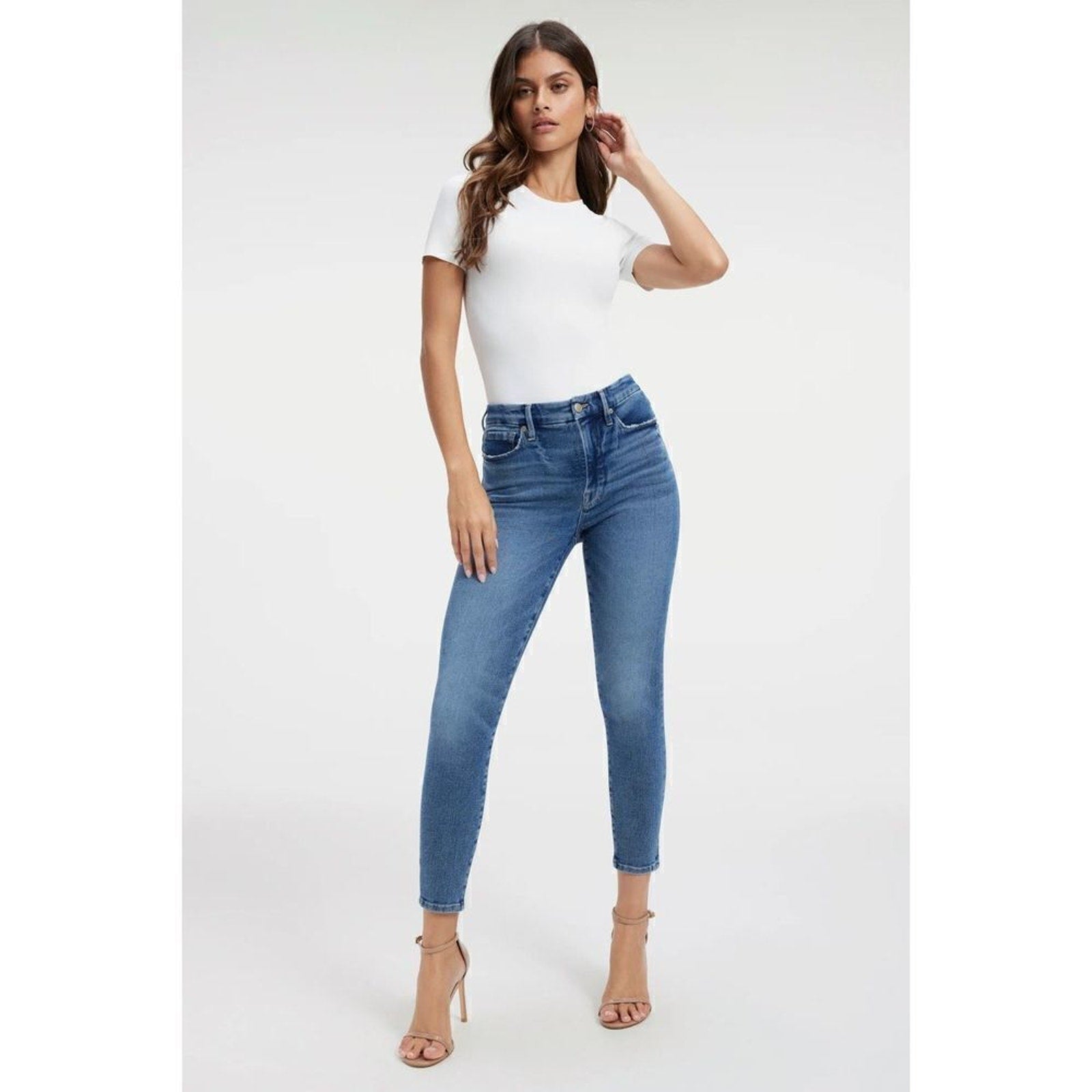 GOOD American  SKINNY GOOD WAIST CROPPED  Dark Wash JEANS SZ 6