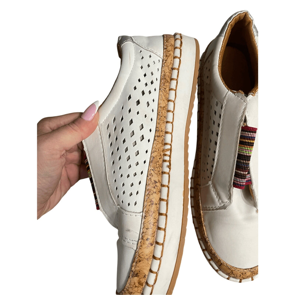 SZ. 39/ 8.5 US Women's Slip On Faux Cork Sneakers Casual Comfort Cozy Boho
