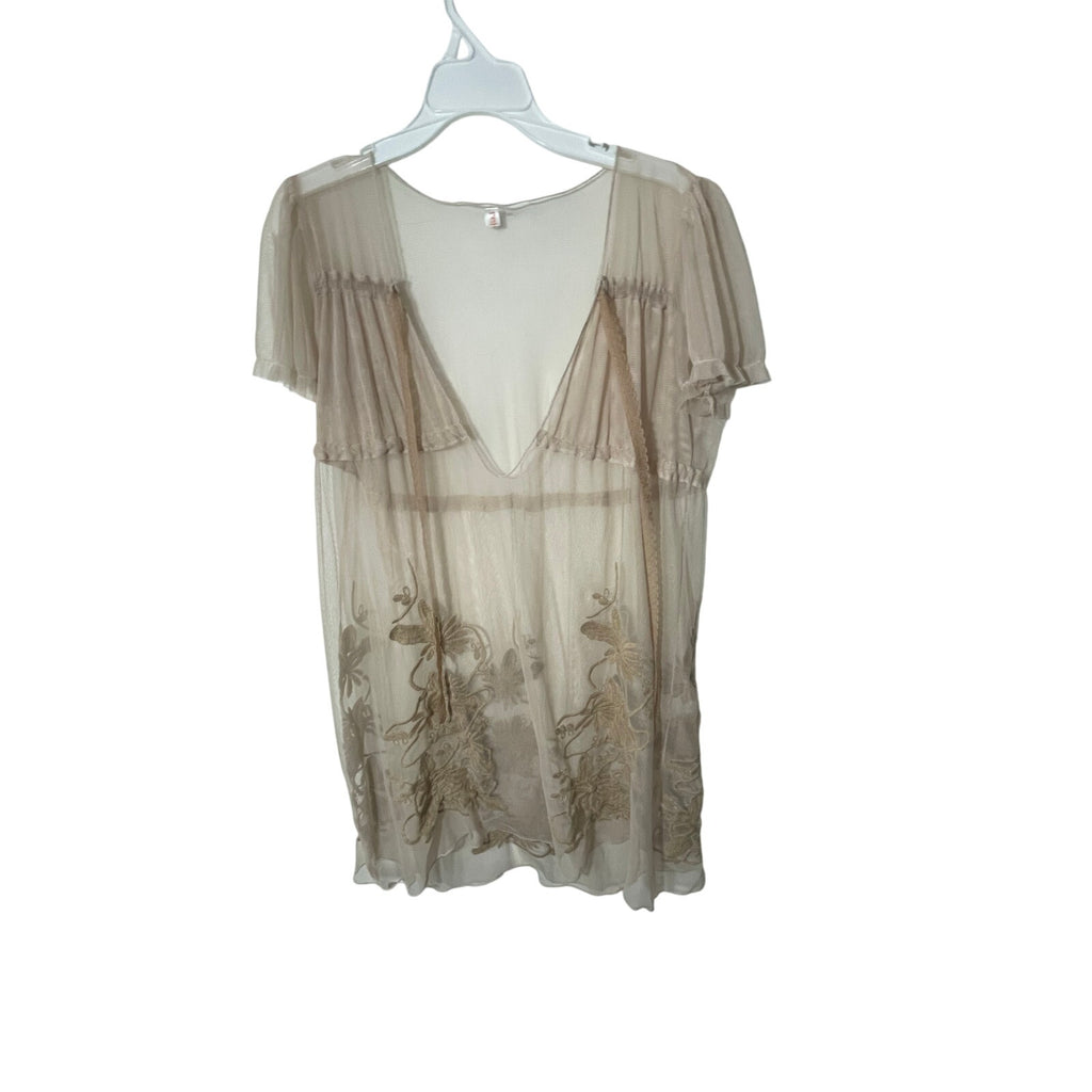 Babydoll Renne C. Women's Embroidered Scoop Neck Western Fairy Bohemian Dress