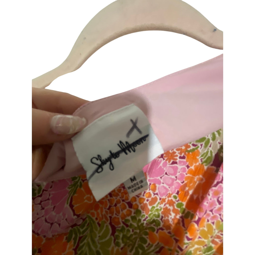 Sky to Moon Western Date Night Romantic Boho Pink Floral One Shoulder Sun Dress