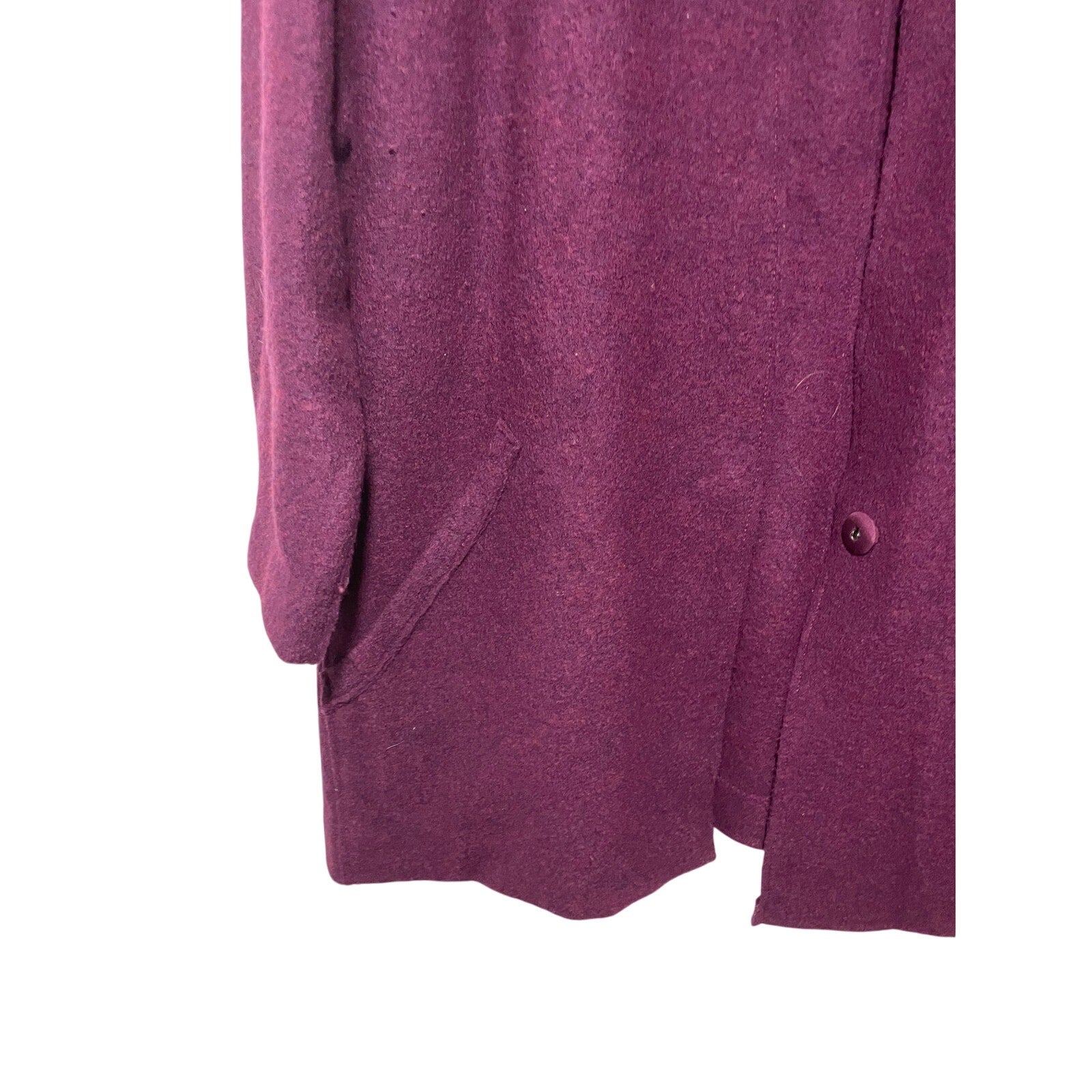 Eileen Fisher Lightweight Boiled Wool High Collar Plum Cardigan
