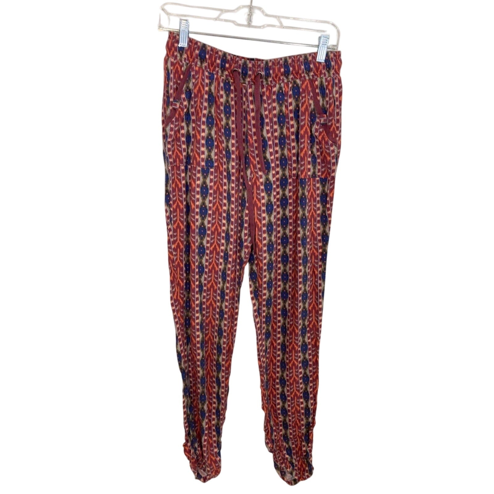 Rewash LA Boho Tribal Print Jogger Pants Womens S Red Festival Hippie Woodstock