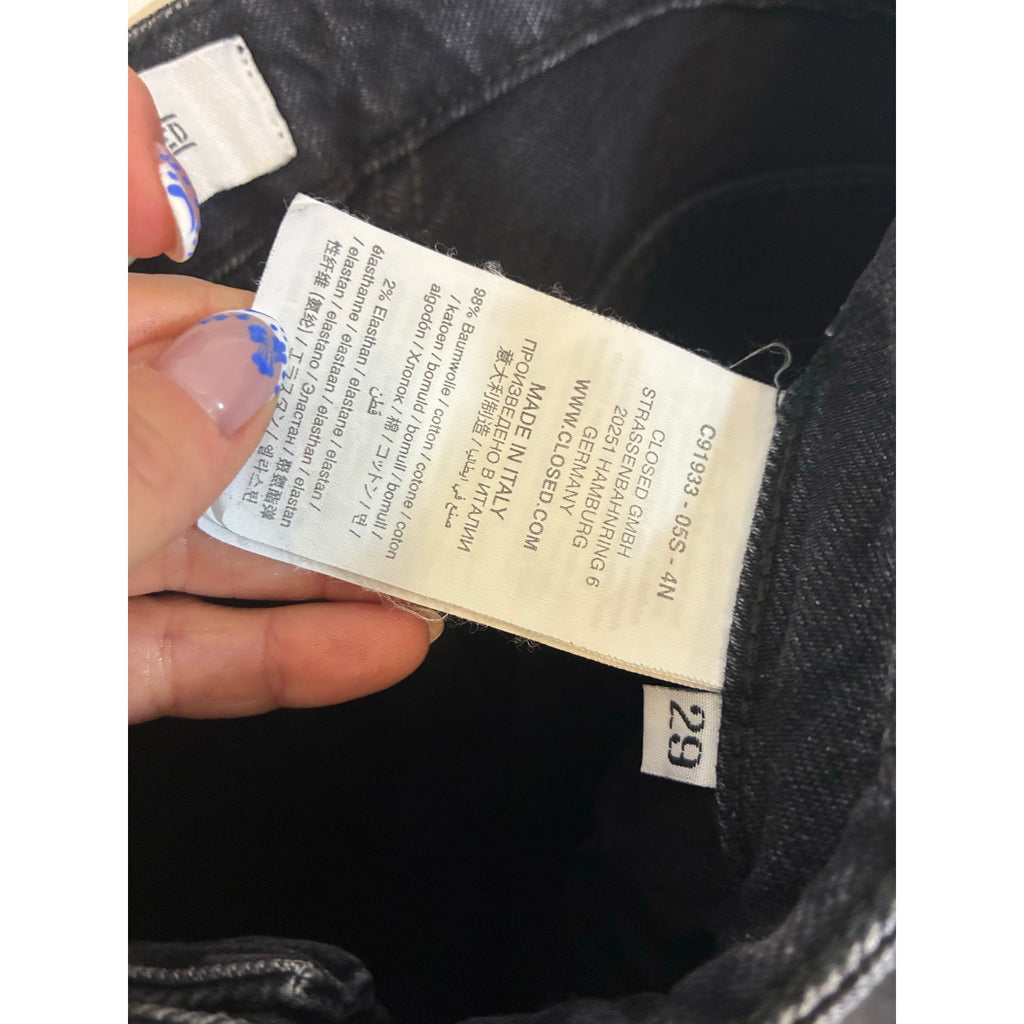 Closed Denim Jeans Women 29 Black Skinny Pusher Baker Jeans Candiani Minimal Emo