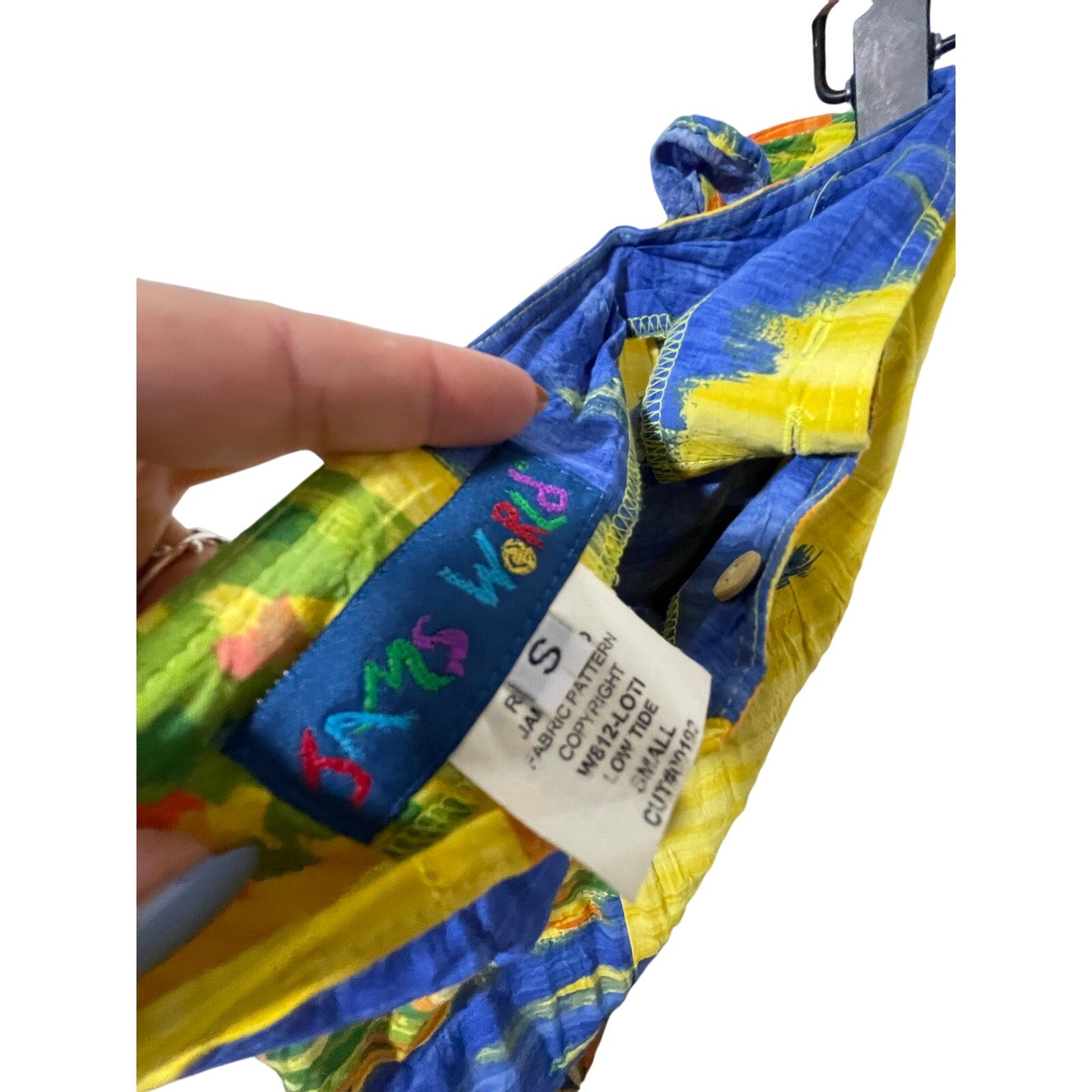 Vintage Jams World Low Tide Blue Yellow Sail Boats Tie Wrap Skirt S Coastal Boho