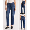 Frame Le Sylvie Slender Straight Leg Jeans Heritage Raw Hem Preppy Dark Wash