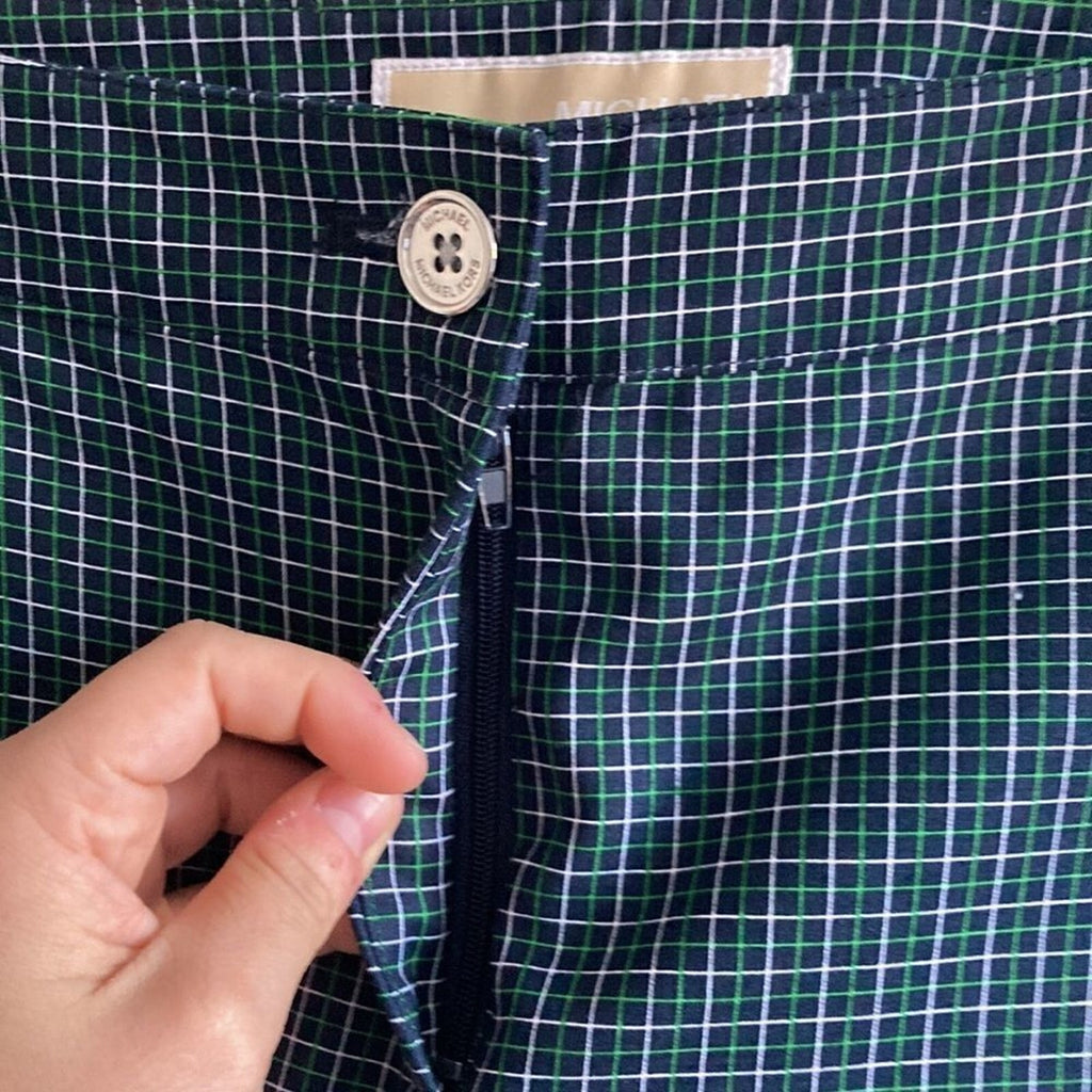 Michael Kors Gingham Dark Academia Preppy Straight Houndstooth Cropped Slacks